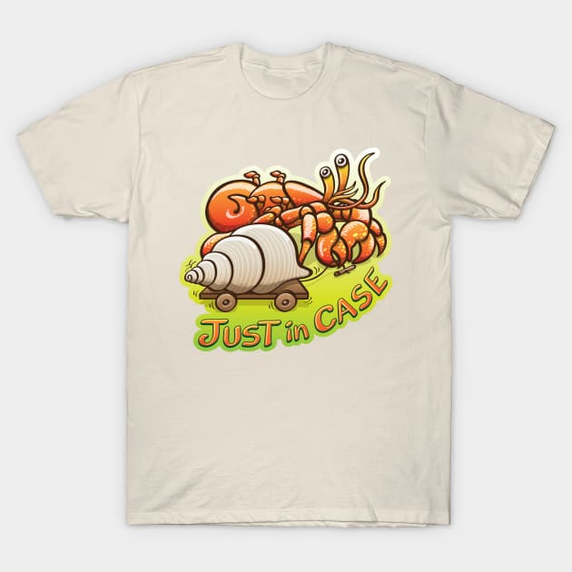 Hermit crab going out of its shell but carrying it very close, just in case T-Shirt by zooco